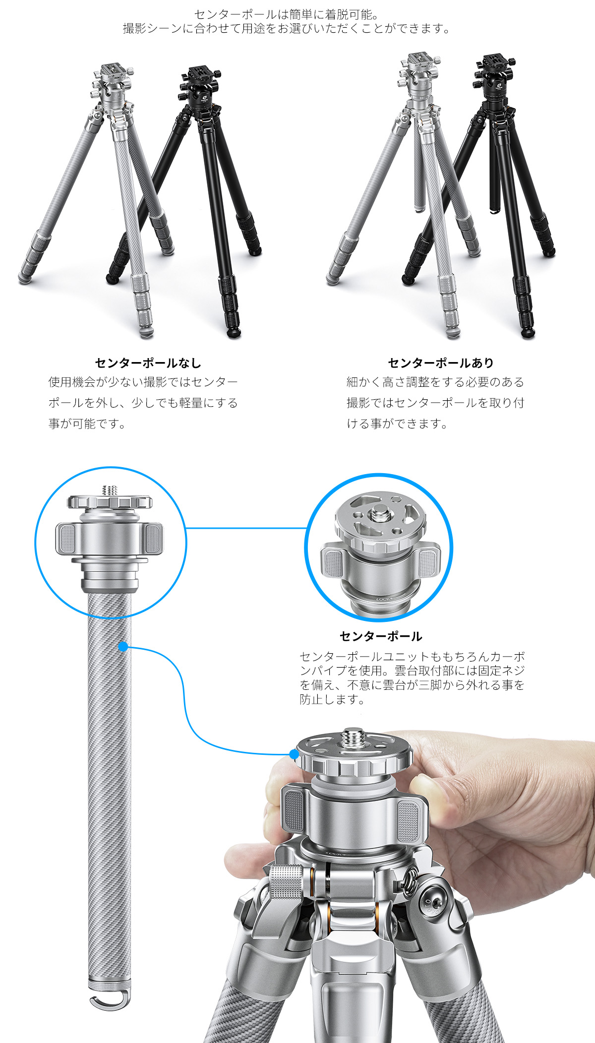 LG-324C+LH-40R(BK/SV) ルシファー/ガブリエルシリーズ 防水カーボン三脚＋自由雲台セット Leofoto | 株式会社ワイドトレード